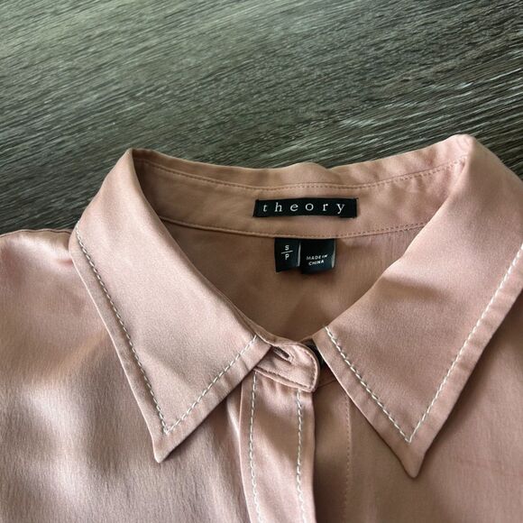 EUC Theory Yarine TS 100% Silk Sleeveless Blouse Deep Cameo Pink Small Workwear - Picture 15 of 16